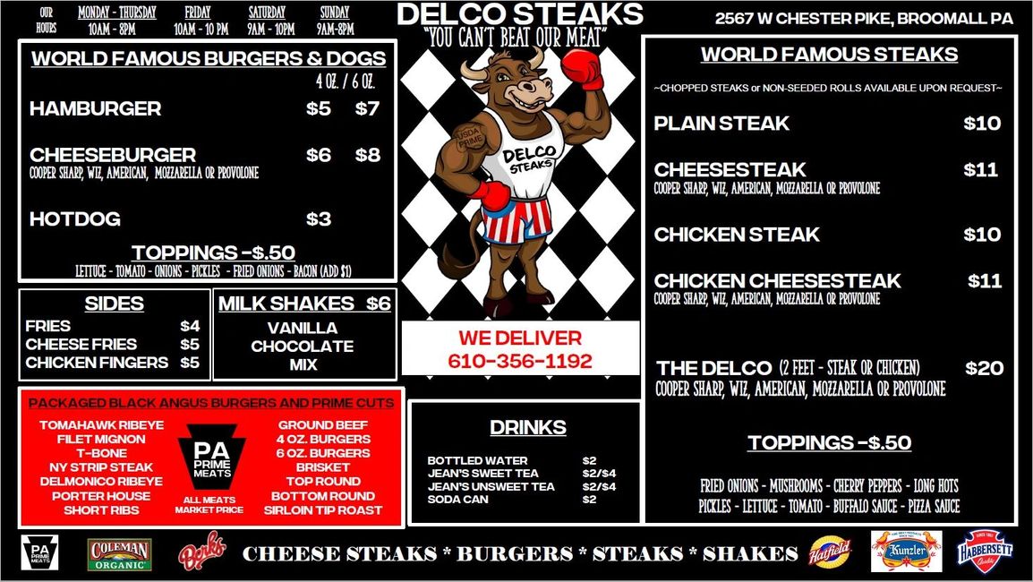 Cheese Steaks Delco Steaks